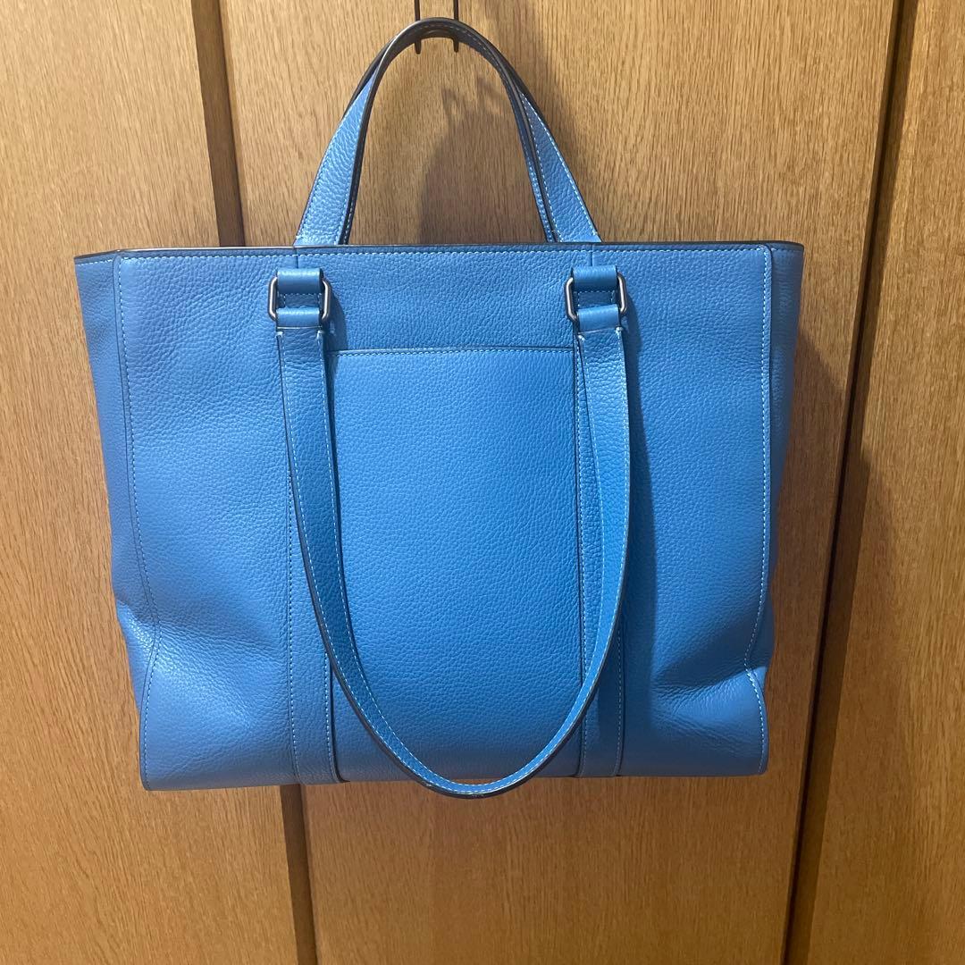 COACH 青 レザートートバッグ