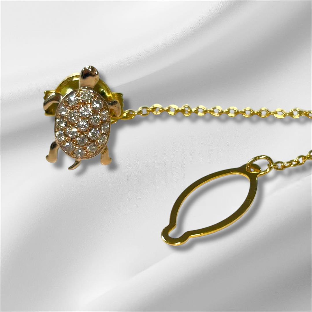 ラぺルピン K18 亀 タイタック ダイヤモンド 0.28ct タイピン k18