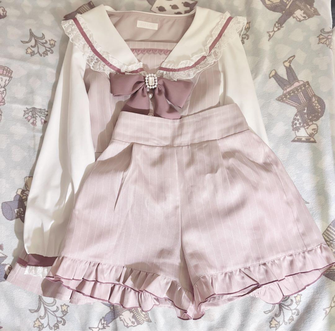 LIZLISA セーラーカラーセットアップ 長袖 ピンク