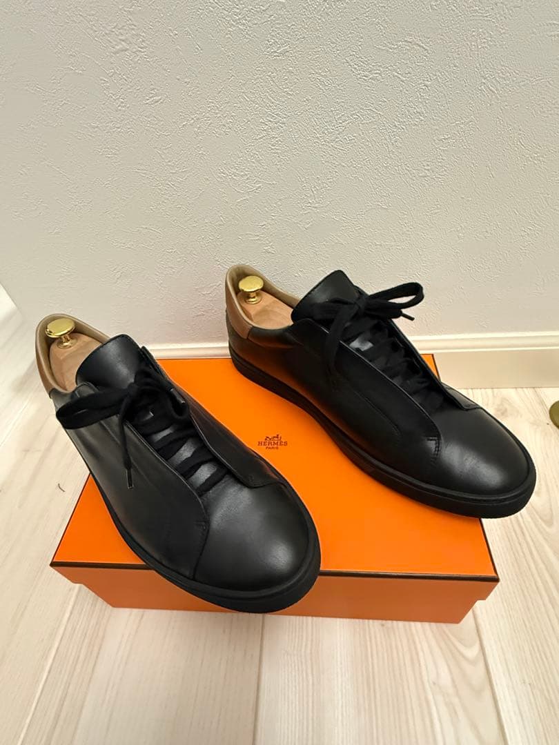 ⭐︎超美品⭐︎ 本物 エルメス ブラックレザー スニーカー 27cm 送料無料