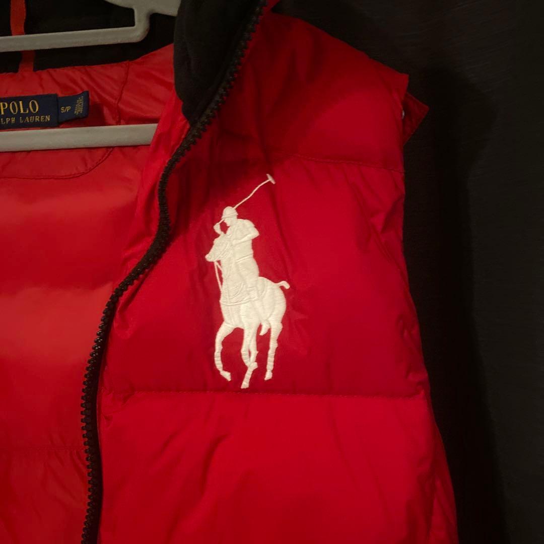 ラルフローレン　ダウンベスト　赤sサイズ