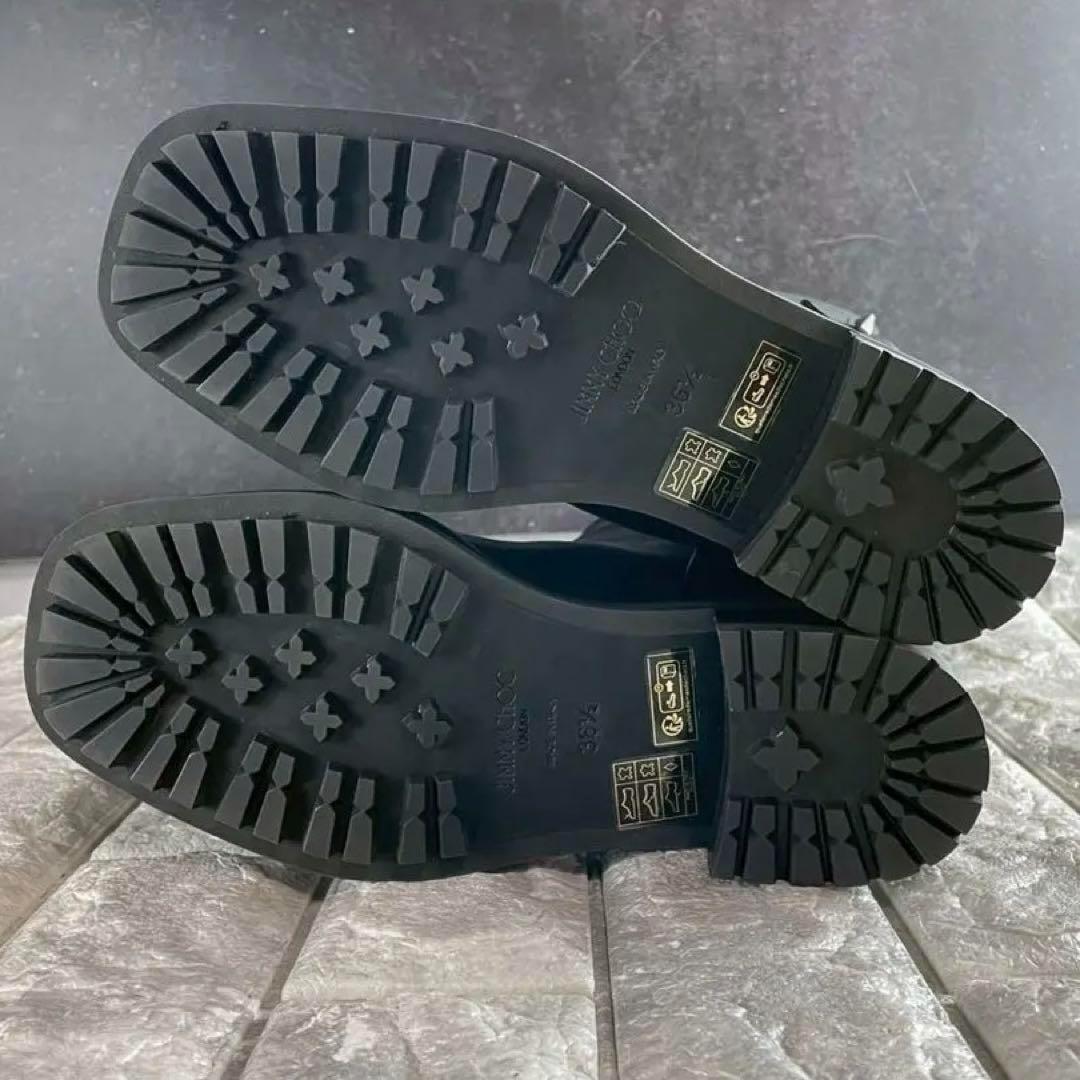 新品/EU36.5 ジミーチュウ アンクルブーツ バックジップ 本革 ブラック