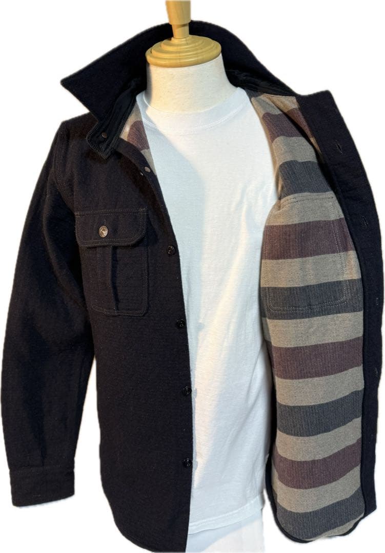 DELUXEWARE デラックスウエアCPON ウール　ミリタリー　シャツ　紺