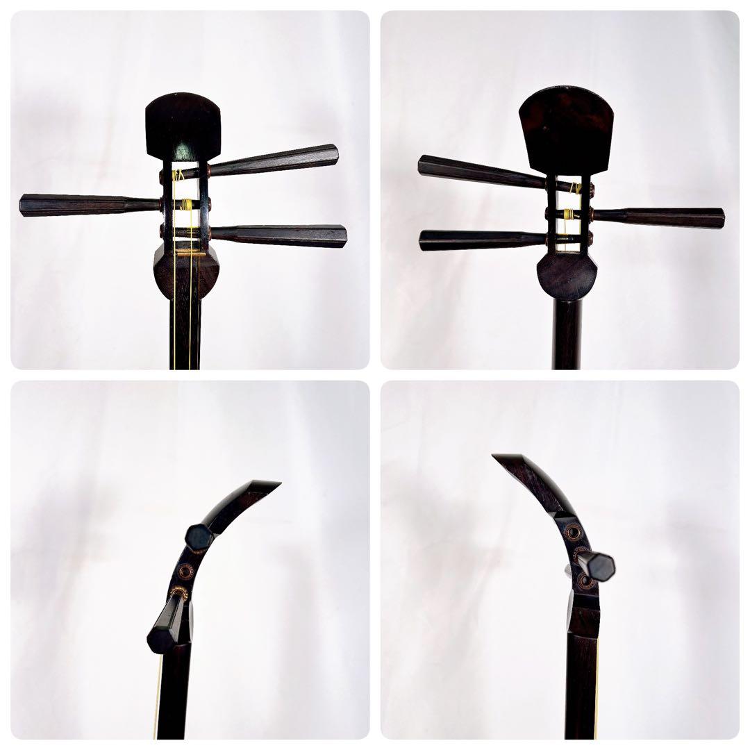 【希少】長唄三味線　細棹　紅木　正寸　丸打胴　皮破れなし　本皮