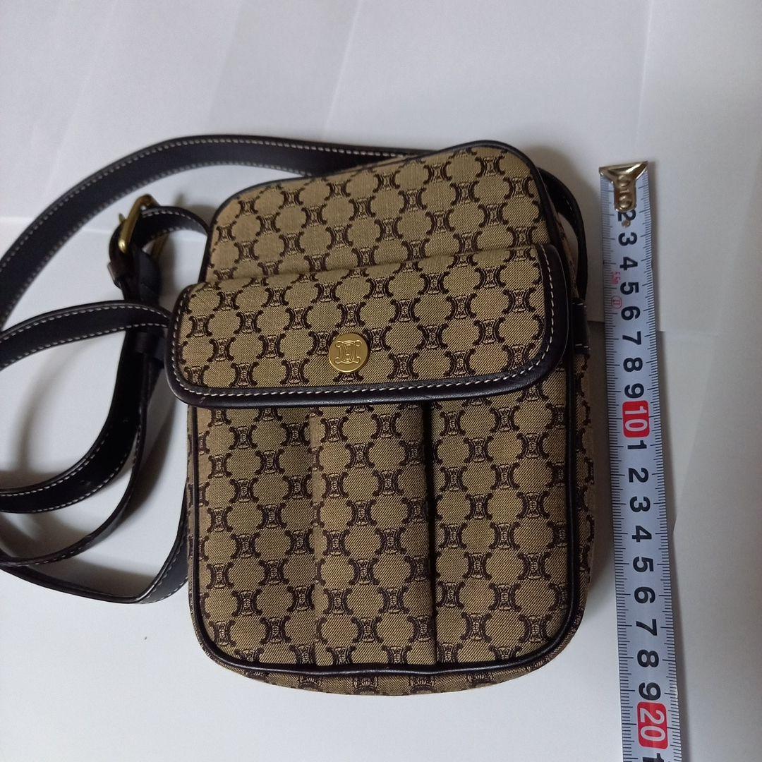 CELINE ベージュキャンバスショルダーバッグ