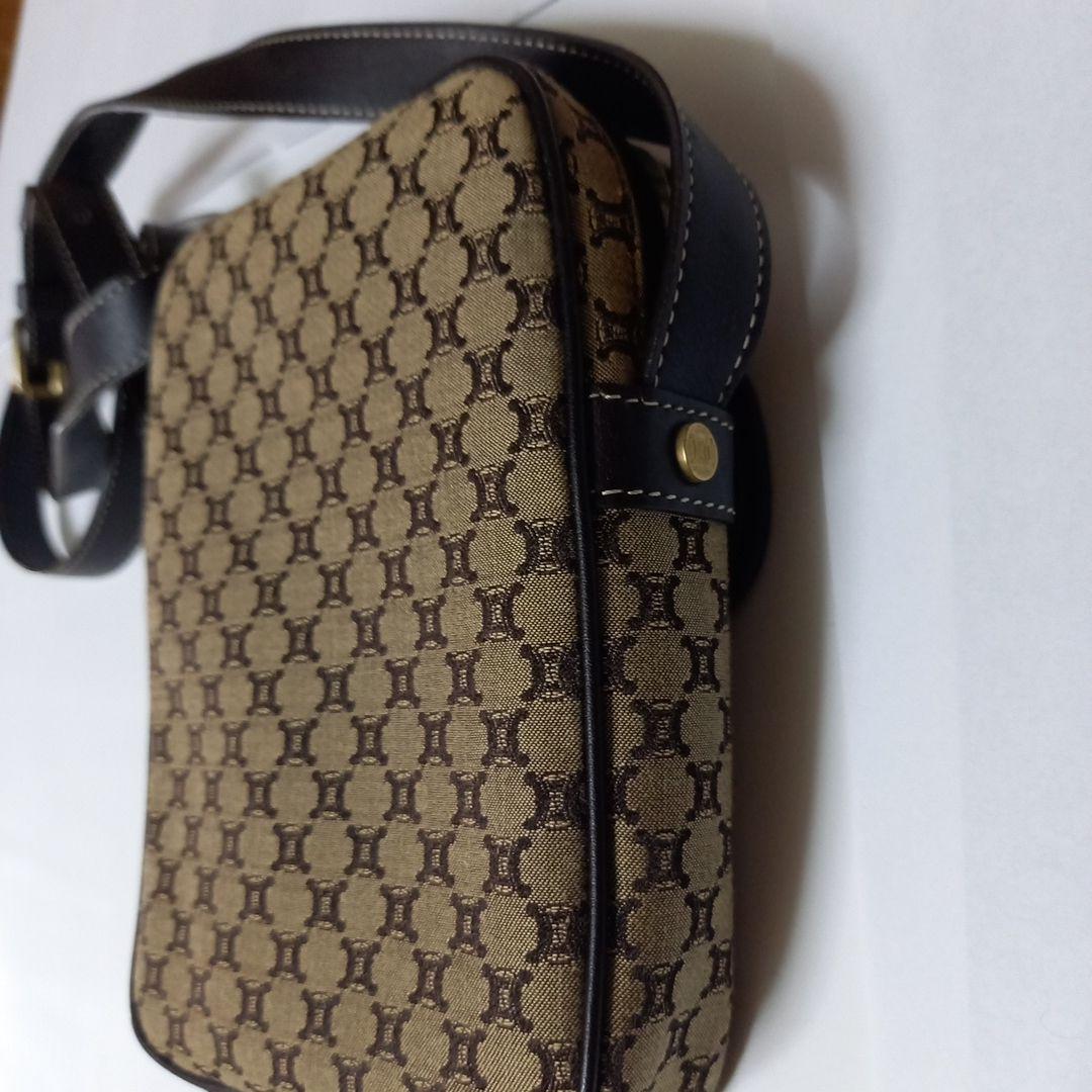 CELINE ベージュキャンバスショルダーバッグ