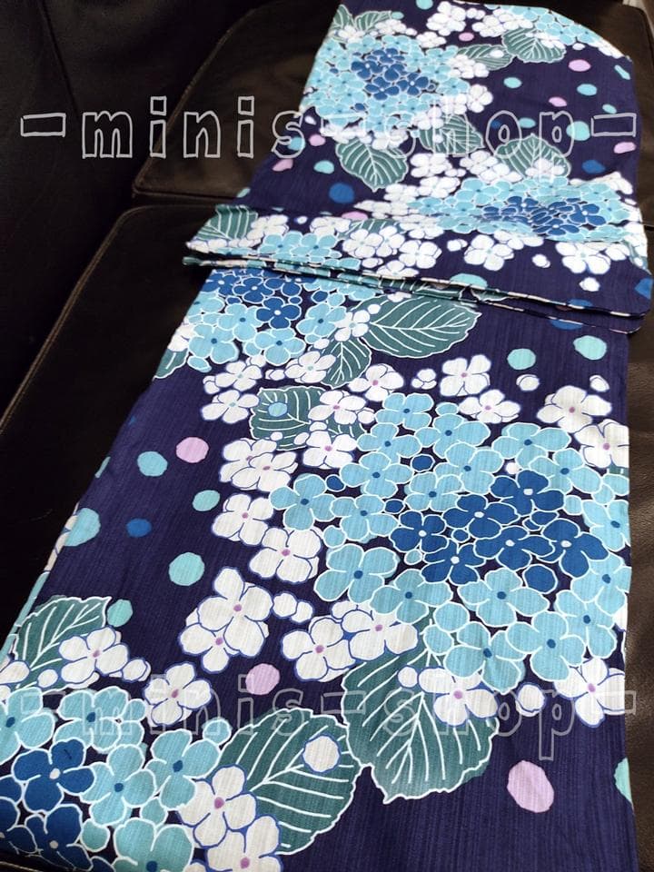 有村架純　プロデュース浴衣　紫陽花　水玉アジサイ　水色ブルー系　変わり織