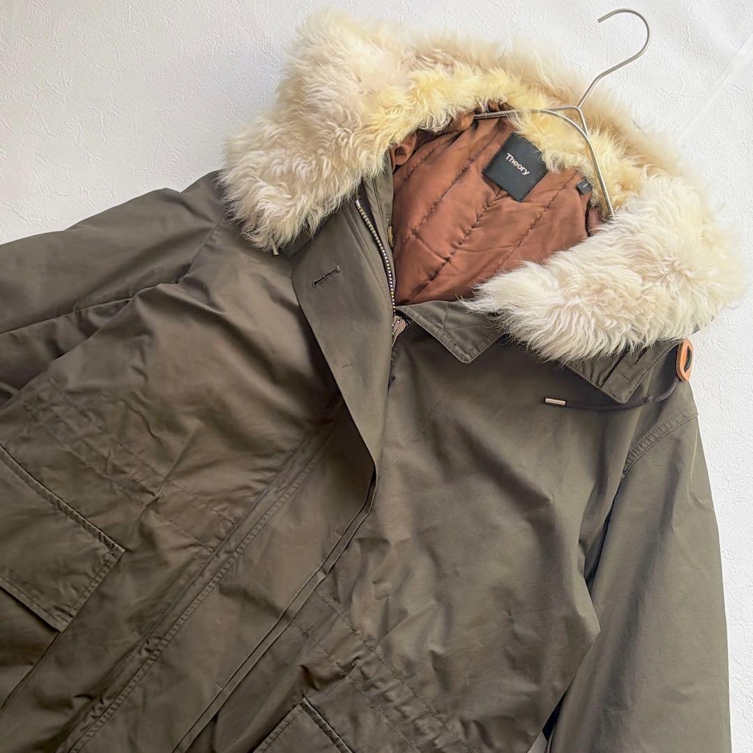 Theory セオリー リアルファー付き モッズコート S カーキ　中綿ライナー