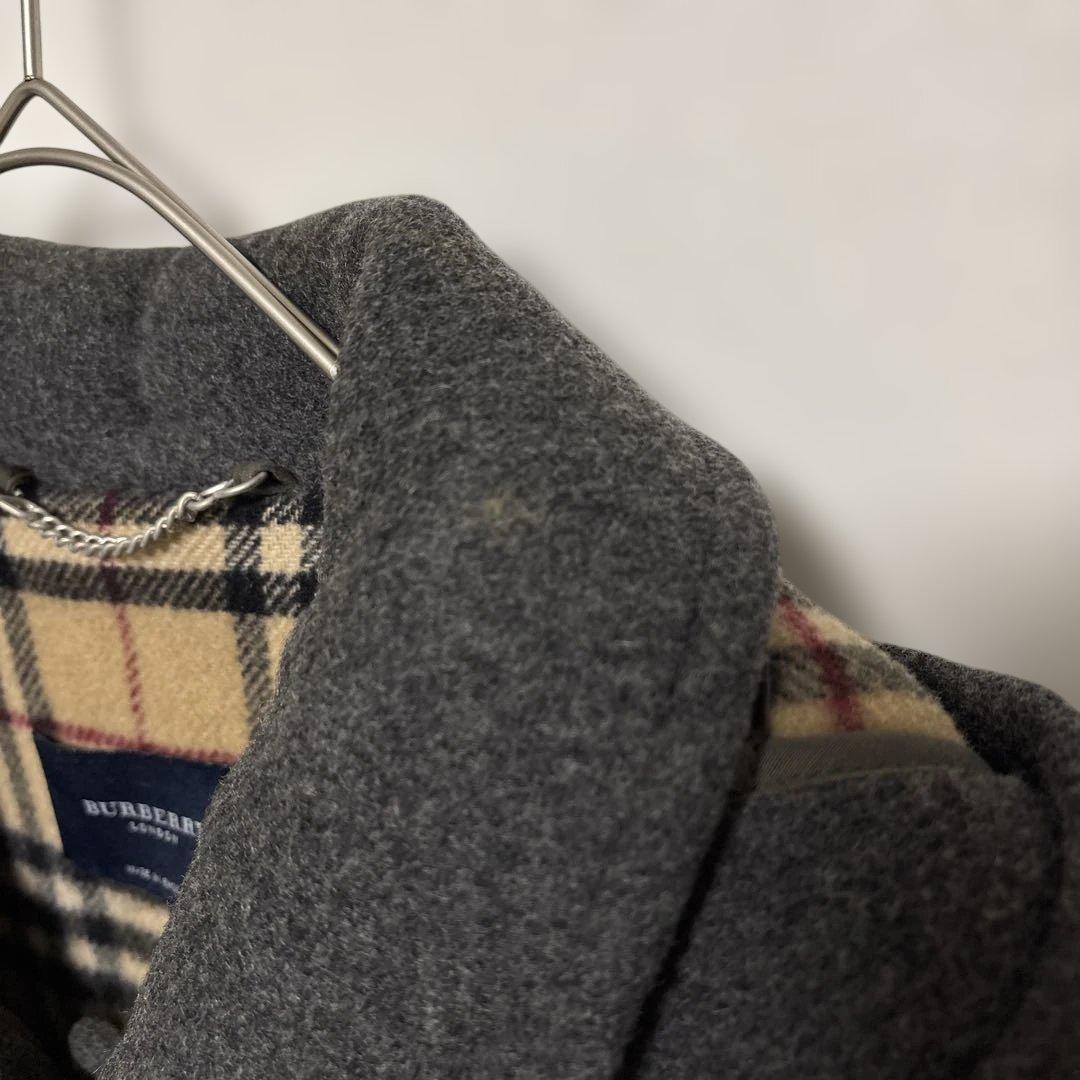 英国製 バーバリーロンドン ダッフルコート 50 L グレー ノバチェック