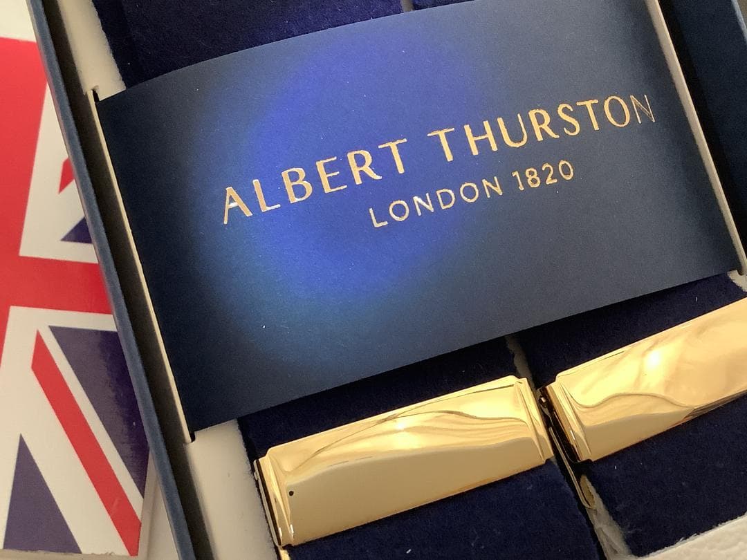 サスペンダー英国製アルバートサーストン6ボタン留ウールボックスBXネイビー