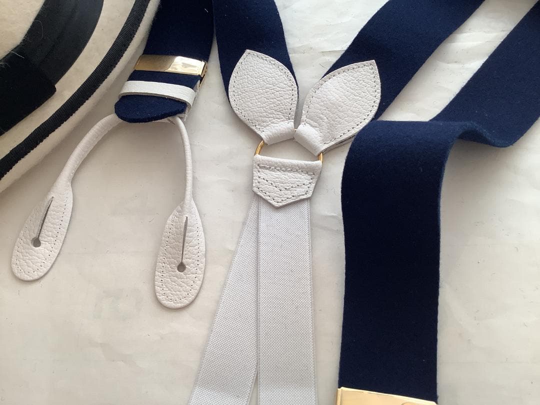 サスペンダー英国製アルバートサーストン6ボタン留ウールボックスBXネイビー