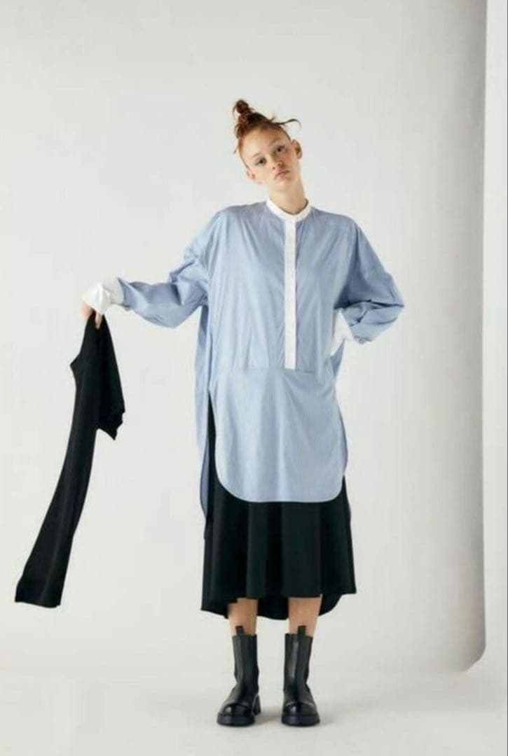 ENFOLD エンフォルド シャツレイヤードロングワンピース