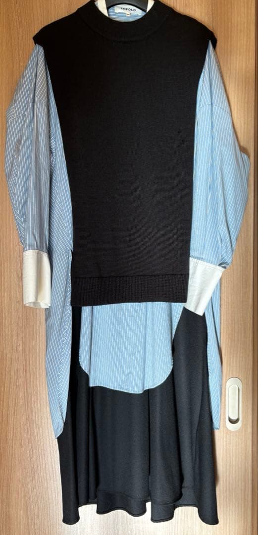 ENFOLD エンフォルド シャツレイヤードロングワンピース