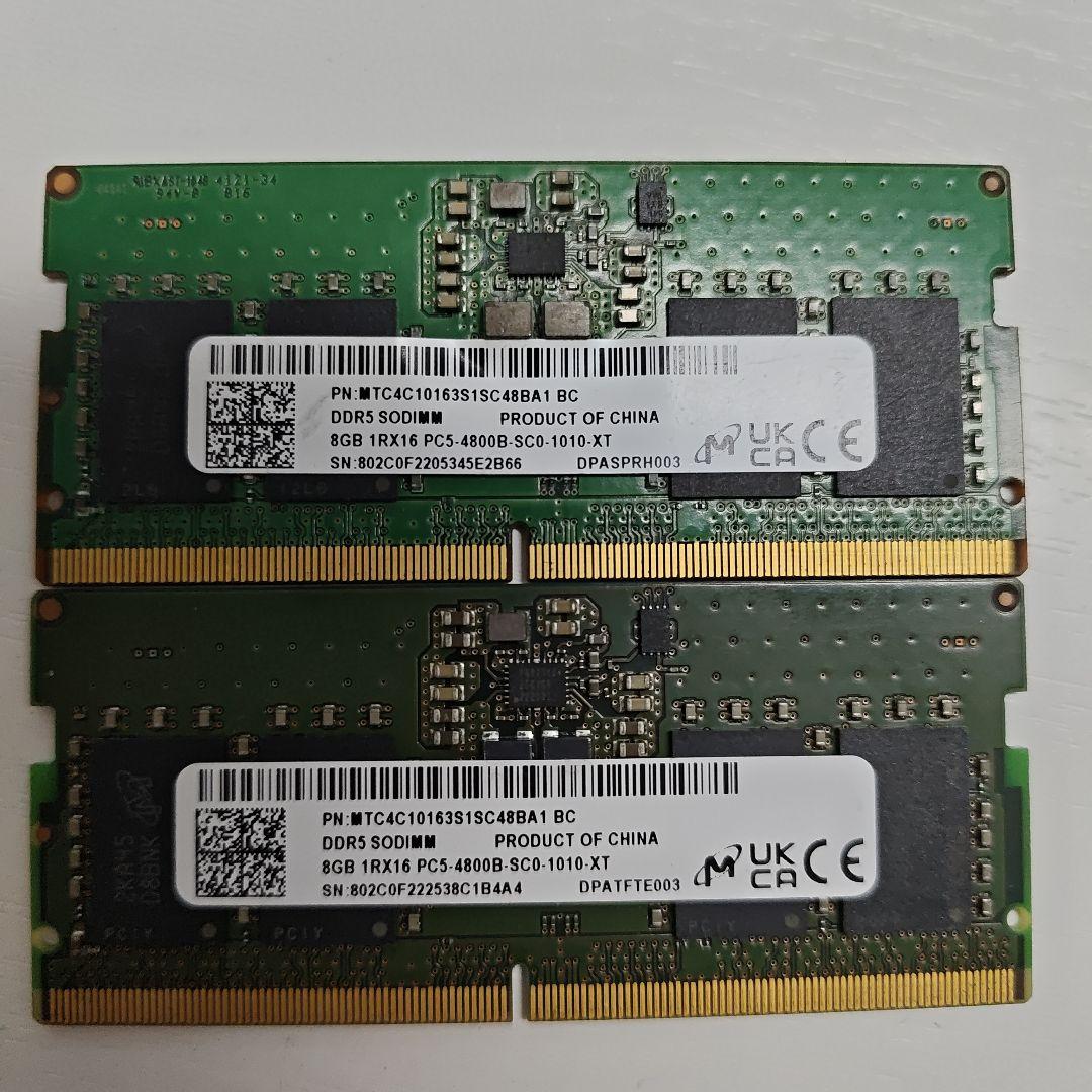 DDR5 8gbx2 SO-DIMM メモリ PC3-12800 16gb