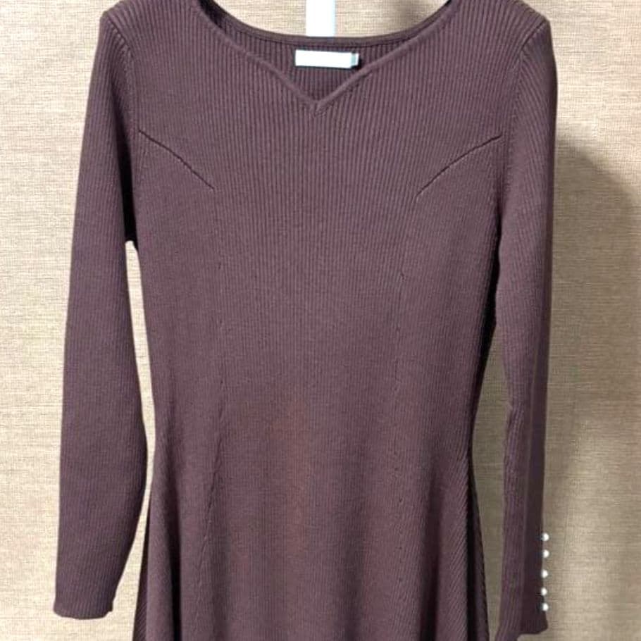 overE Aラインパネルニットワンピース 96サイズ モカブラウン