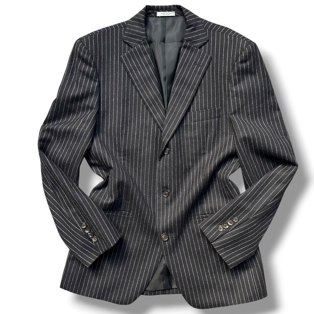 極美品 メンズティノラス スリーピース セットアップ ストライプ L ウール 黒