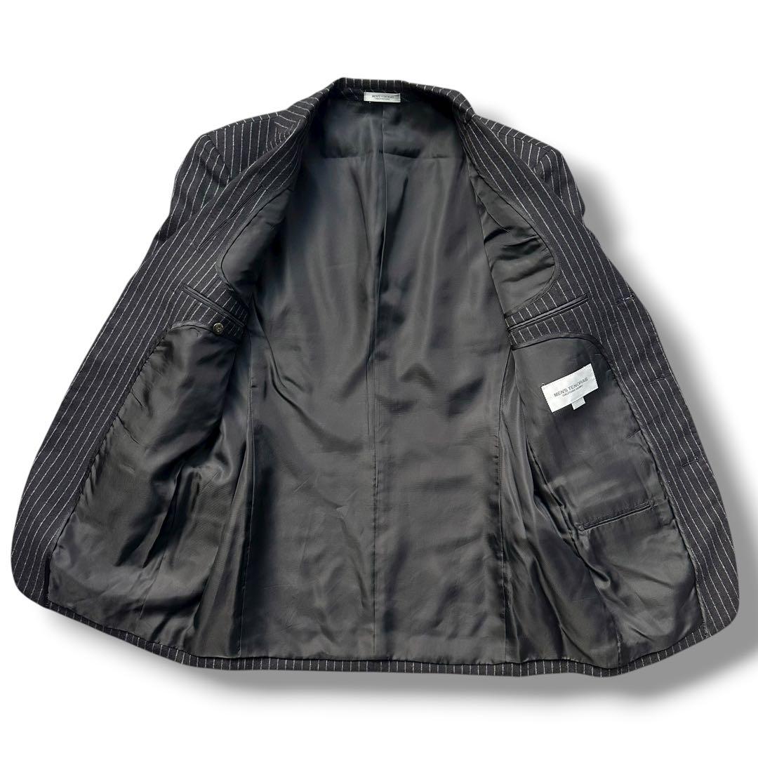 極美品 メンズティノラス スリーピース セットアップ ストライプ L ウール 黒