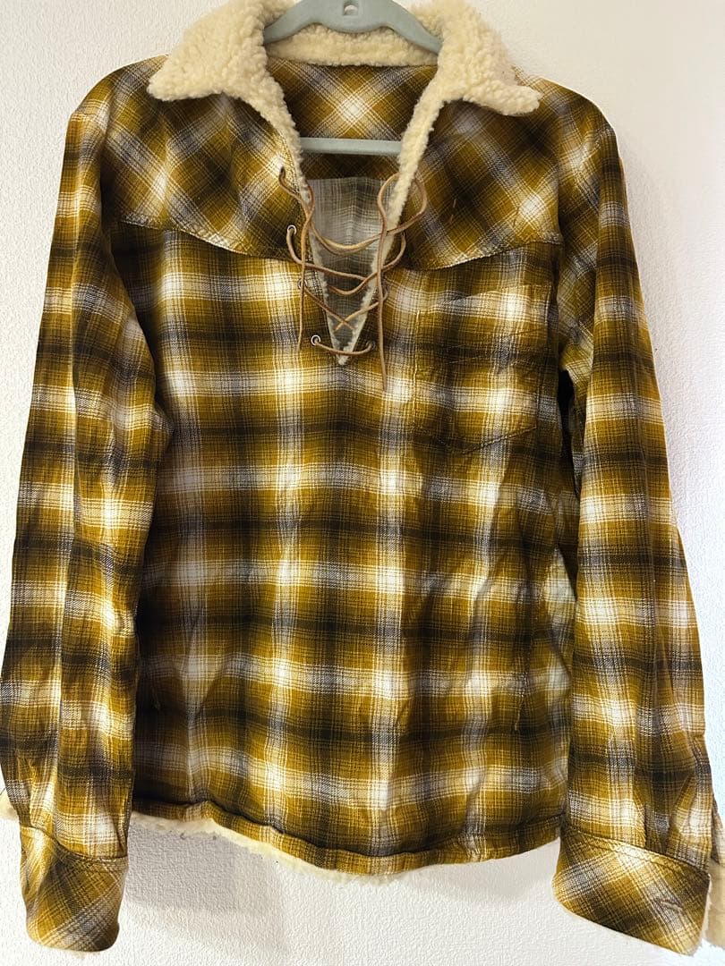 NUMBER (N)INE 09AW ボア襟付きイエローチェックシャツ キムタク