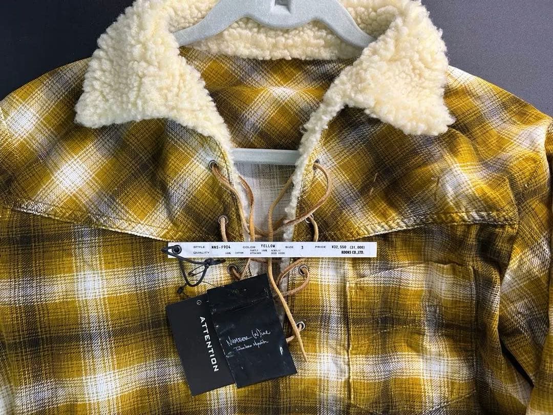NUMBER (N)INE 09AW ボア襟付きイエローチェックシャツ キムタク