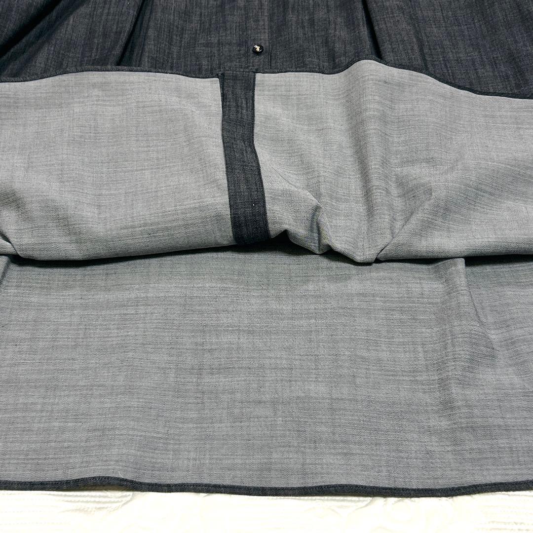 極美品❤︎ブルーレーベル シャンブレー Aライン ワンピース ボウタイ ストレッチ