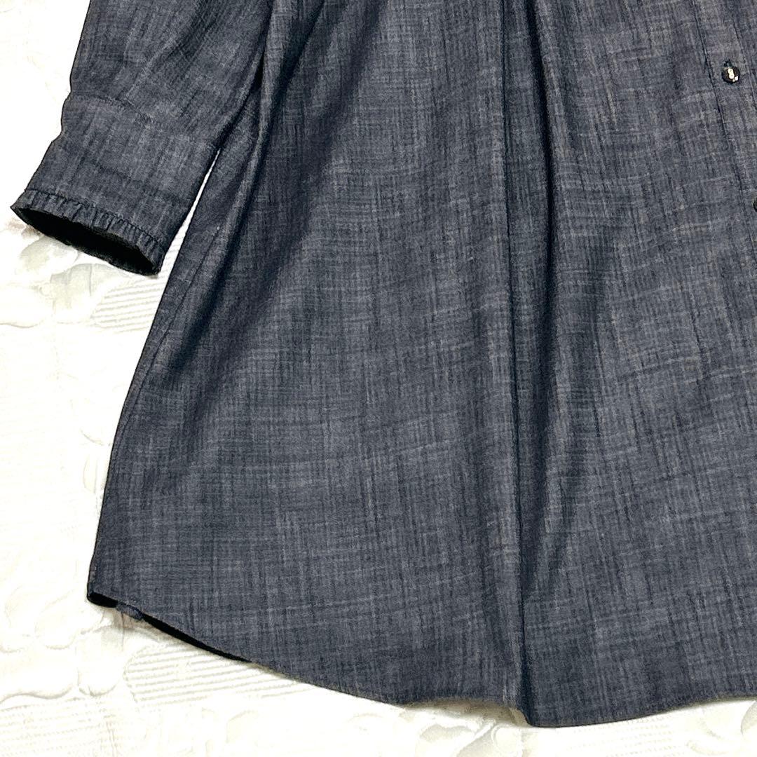 極美品❤︎ブルーレーベル シャンブレー Aライン ワンピース ボウタイ ストレッチ