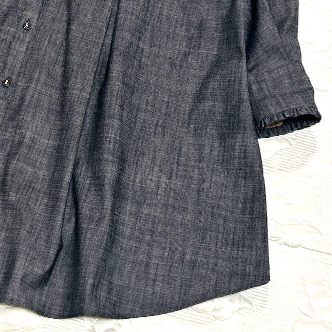 極美品❤︎ブルーレーベル シャンブレー Aライン ワンピース ボウタイ ストレッチ