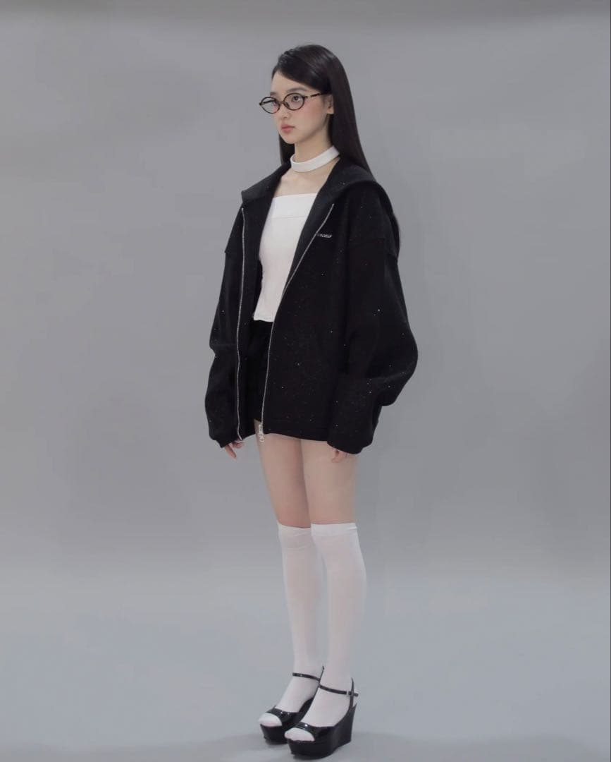 【新品未開封】andwang Kirakira zip up BLACK