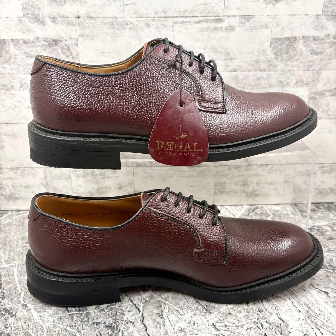 【美品】 リーガル 革靴 ドレスシューズ 24.5 プレーントゥ ヴァーガンディ