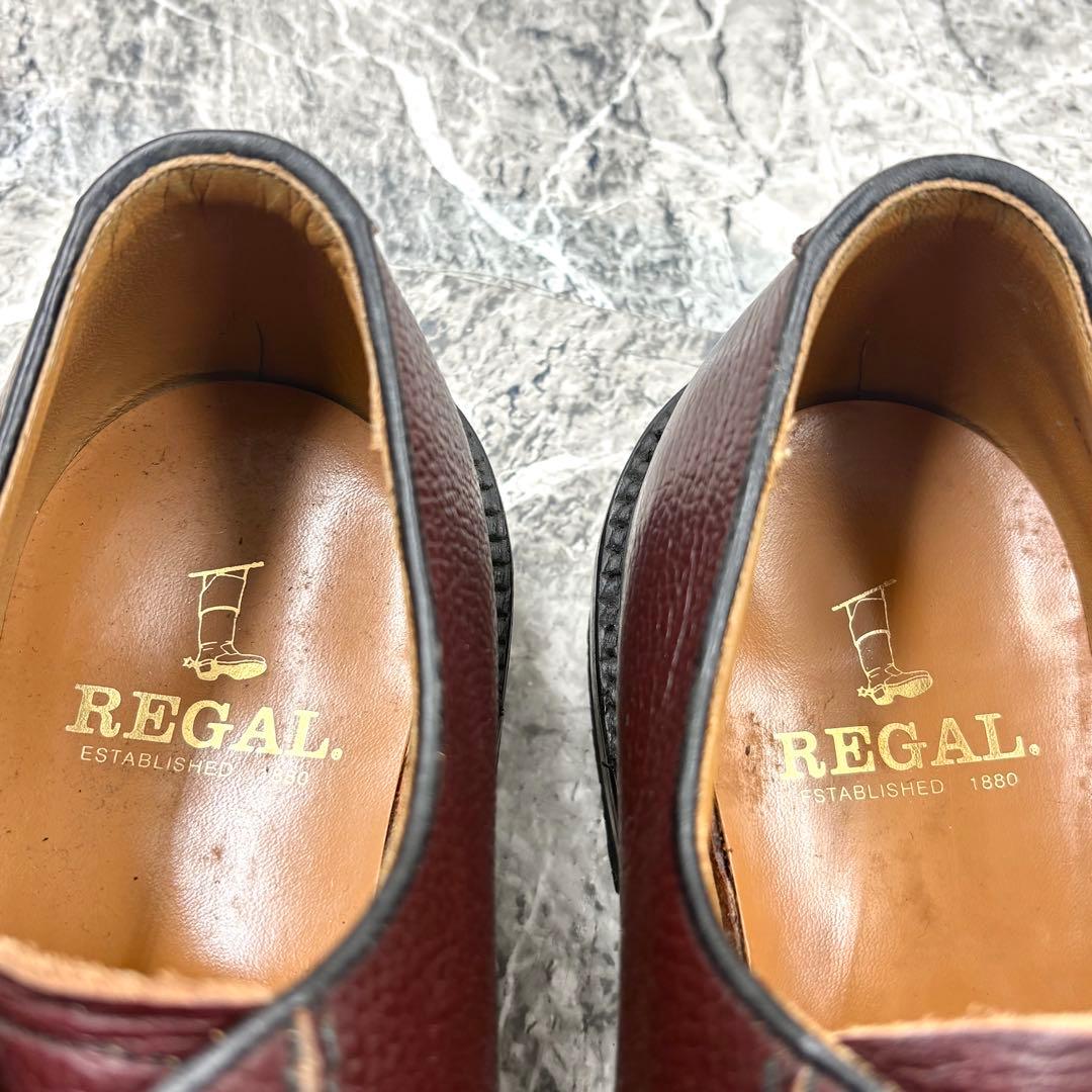 【美品】 リーガル 革靴 ドレスシューズ 24.5 プレーントゥ ヴァーガンディ