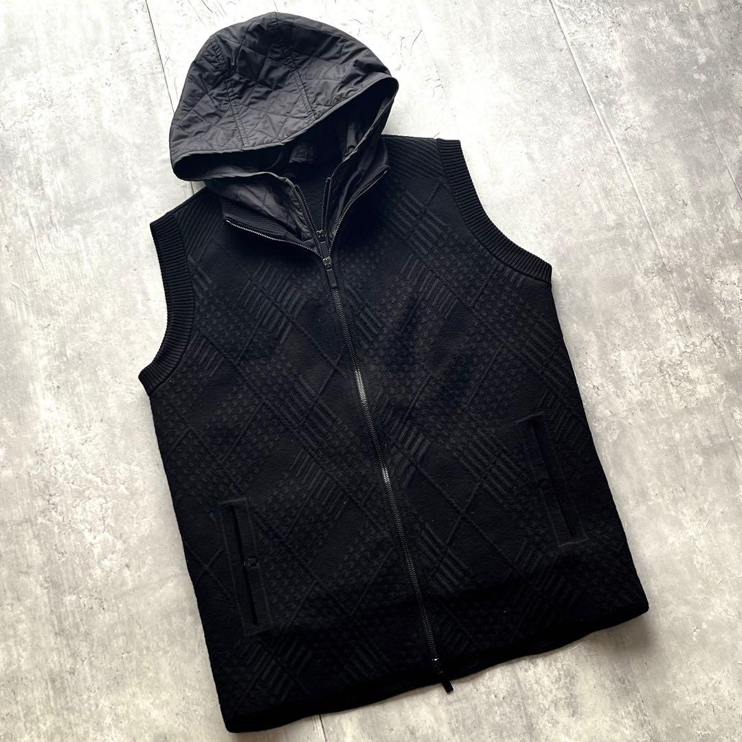 emporio armani フード付きキルティング　ニットダウンベスト y2k