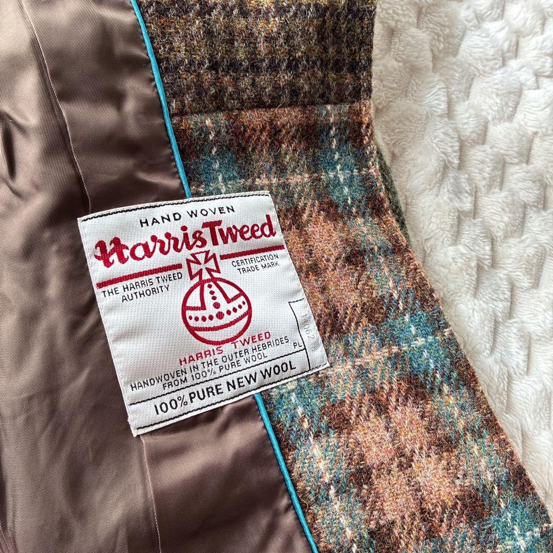 美品　SCAPA スキャパ　ハリスツイード　パッチワーク　ウールジャケット　L