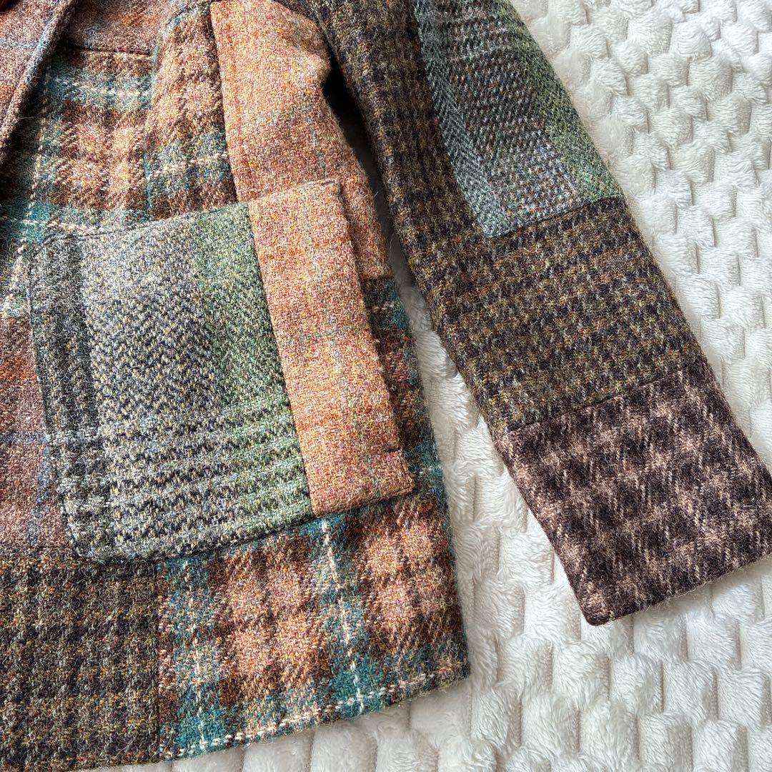 美品　SCAPA スキャパ　ハリスツイード　パッチワーク　ウールジャケット　L