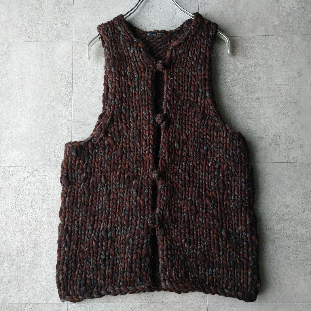 Badou-R 45R スラブヤーンニットベスト 2 焦げ茶 45rpm