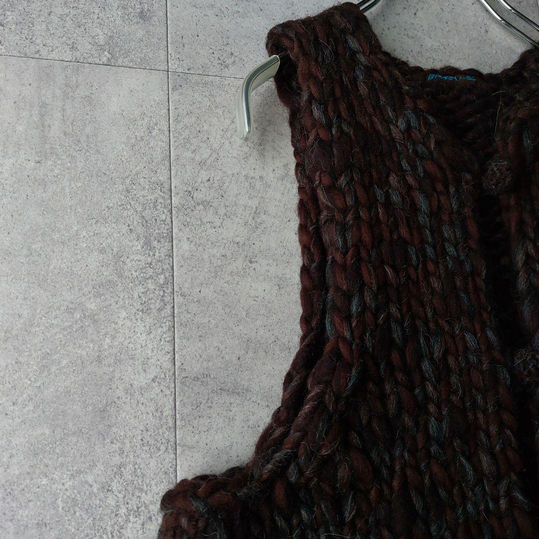 Badou-R 45R スラブヤーンニットベスト 2 焦げ茶 45rpm