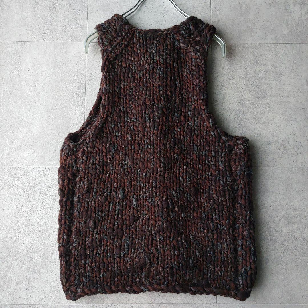 Badou-R 45R スラブヤーンニットベスト 2 焦げ茶 45rpm