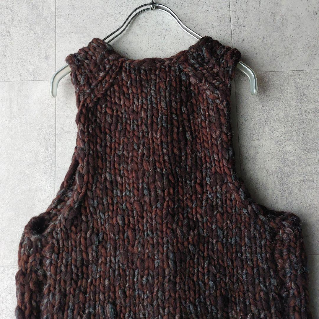 Badou-R 45R スラブヤーンニットベスト 2 焦げ茶 45rpm