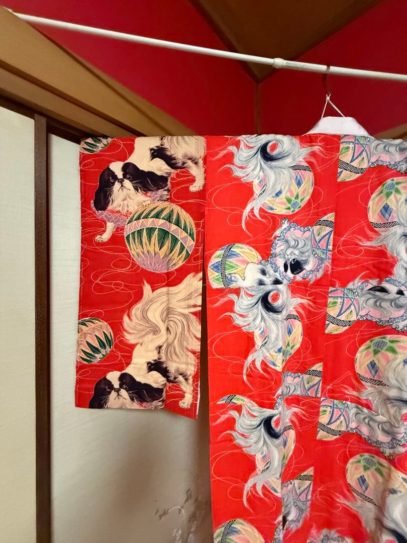 アンティーク長襦袢 狆