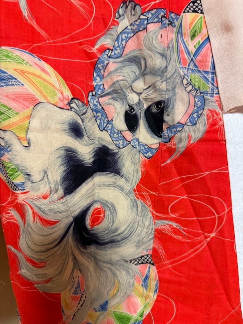 アンティーク長襦袢 狆