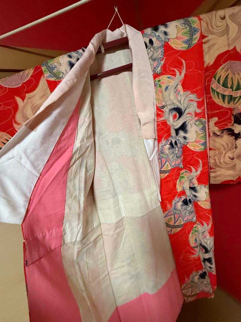 アンティーク長襦袢 狆