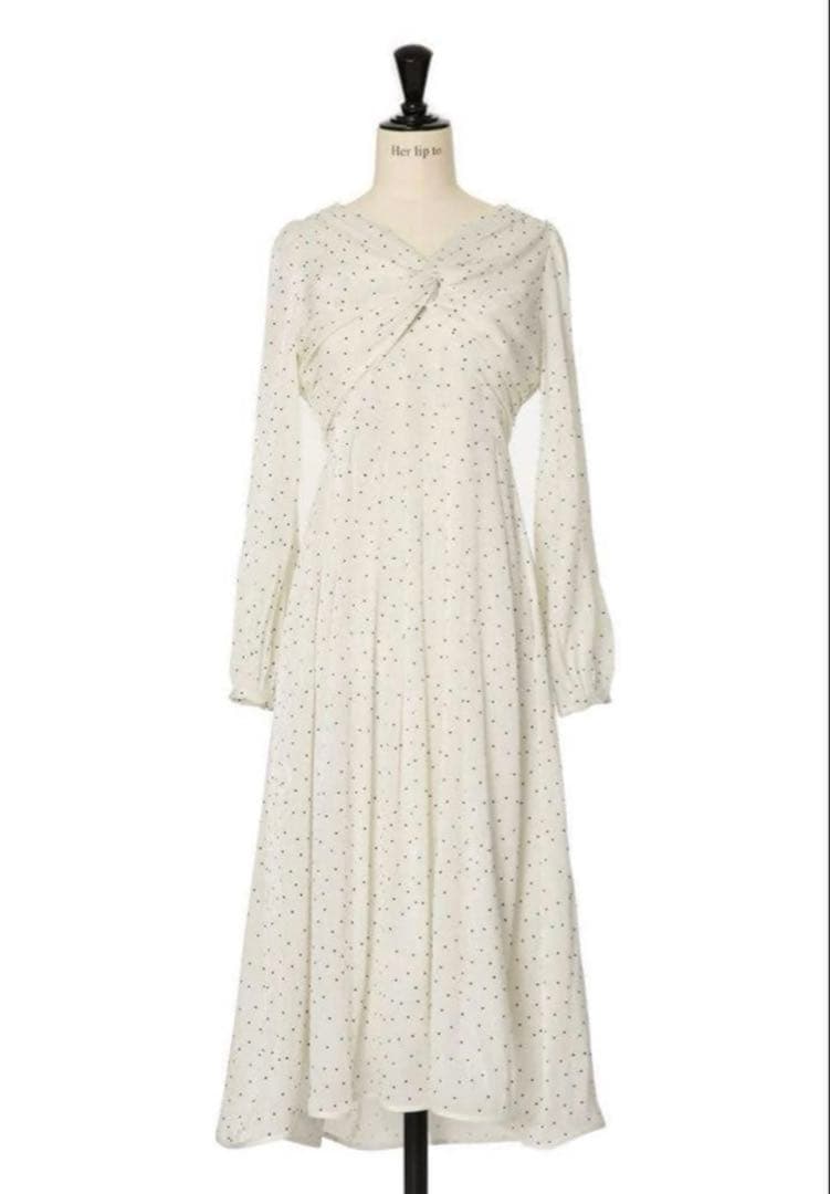 ワンピース Moon Glow Dot Pleated Dress white
