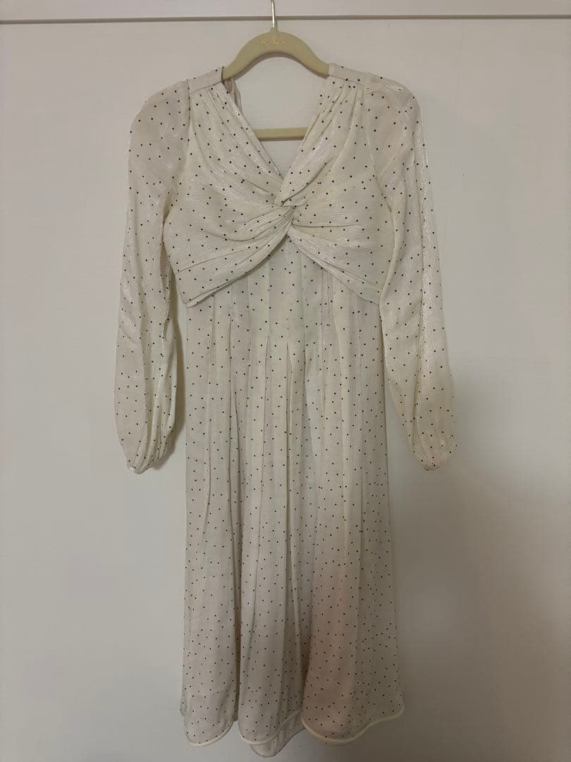 ワンピース Moon Glow Dot Pleated Dress white