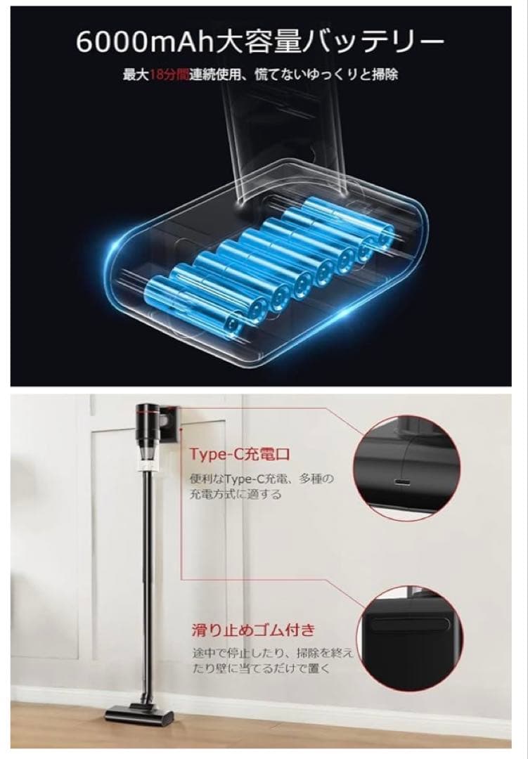 ト*)様 ◆新品未使用◆コードレス掃除機【2025年モデル15000pa強力吸引