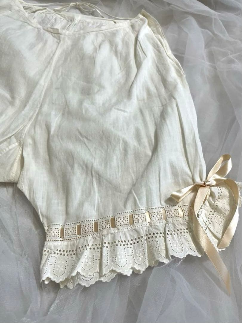 フランスアンティーク コットン ドロワーズ レース