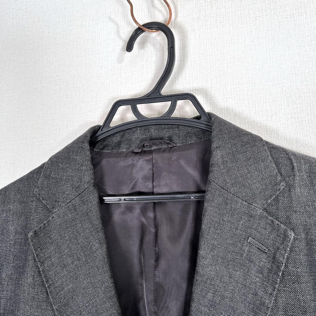 【Papas】パパス リネン100% グレー系 ジャケット 紳士服 Lサイズ