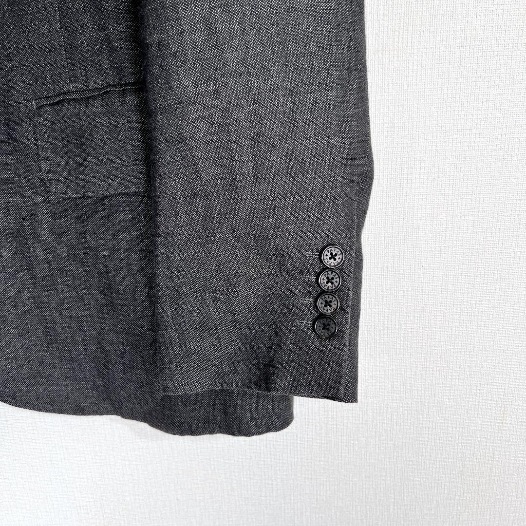 【Papas】パパス リネン100% グレー系 ジャケット 紳士服 Lサイズ