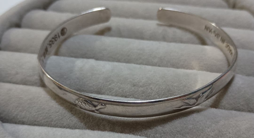 M-ion 純銀 鶴と亀 寿バングル