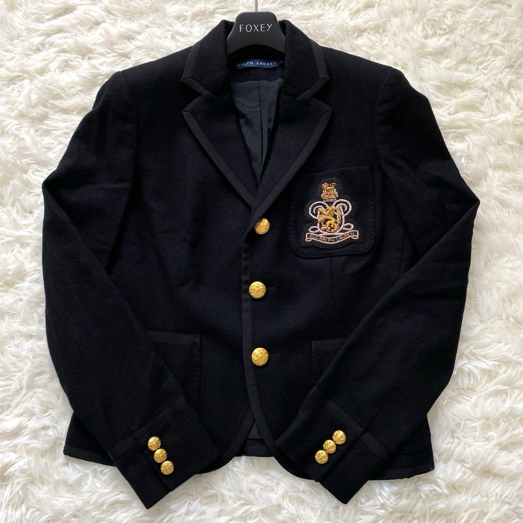 ラルフローレン　テーラードジャケット　カシミヤ　ウール　ワッペン　金ボタン
