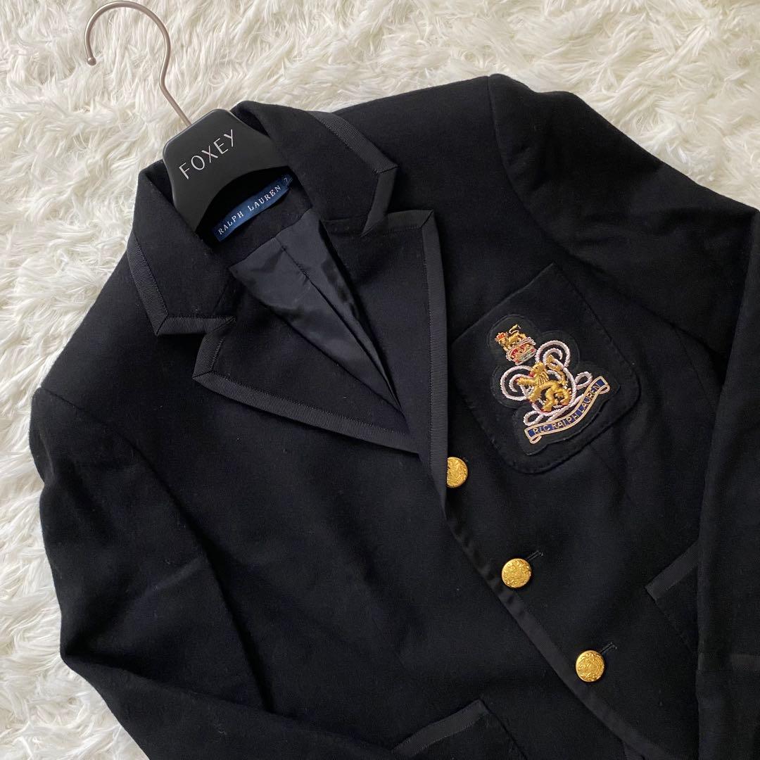 ラルフローレン　テーラードジャケット　カシミヤ　ウール　ワッペン　金ボタン