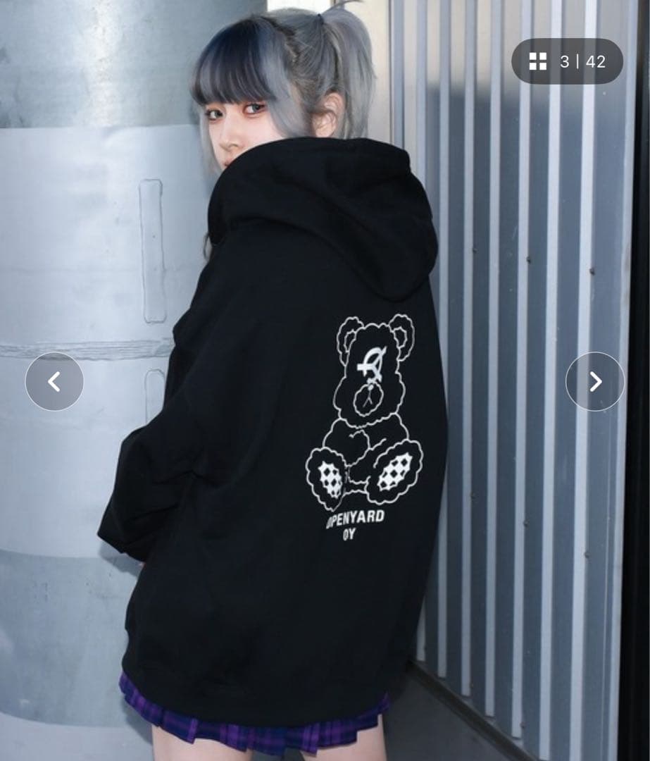 OY ジップパーカー ブラック