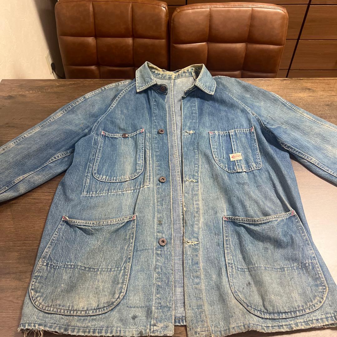 y*1様 COWDEN30〜40'sカバーオール 大戦、月桂樹ドーナツボタン(ワ